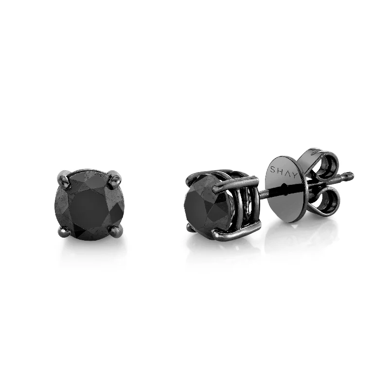 READY TO SHIP BLACK DIAMOND ROUND STUDS