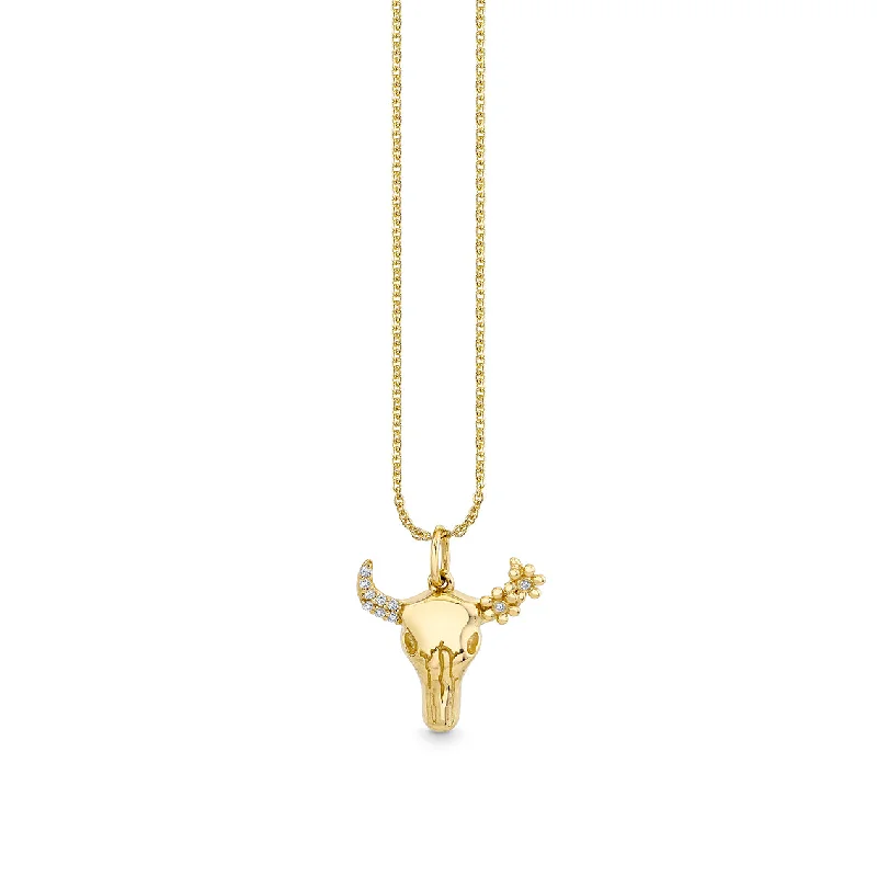 Gold & Diamond Cow Skull Charm