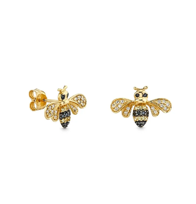 Gold & Diamond Bee Stud