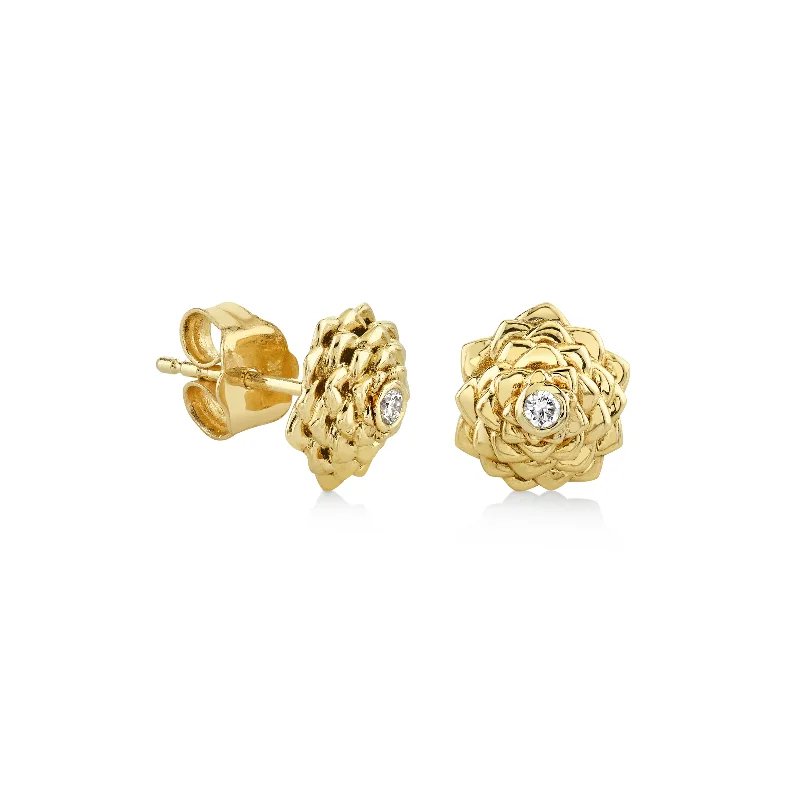 Gold & Diamond Camellia Stud