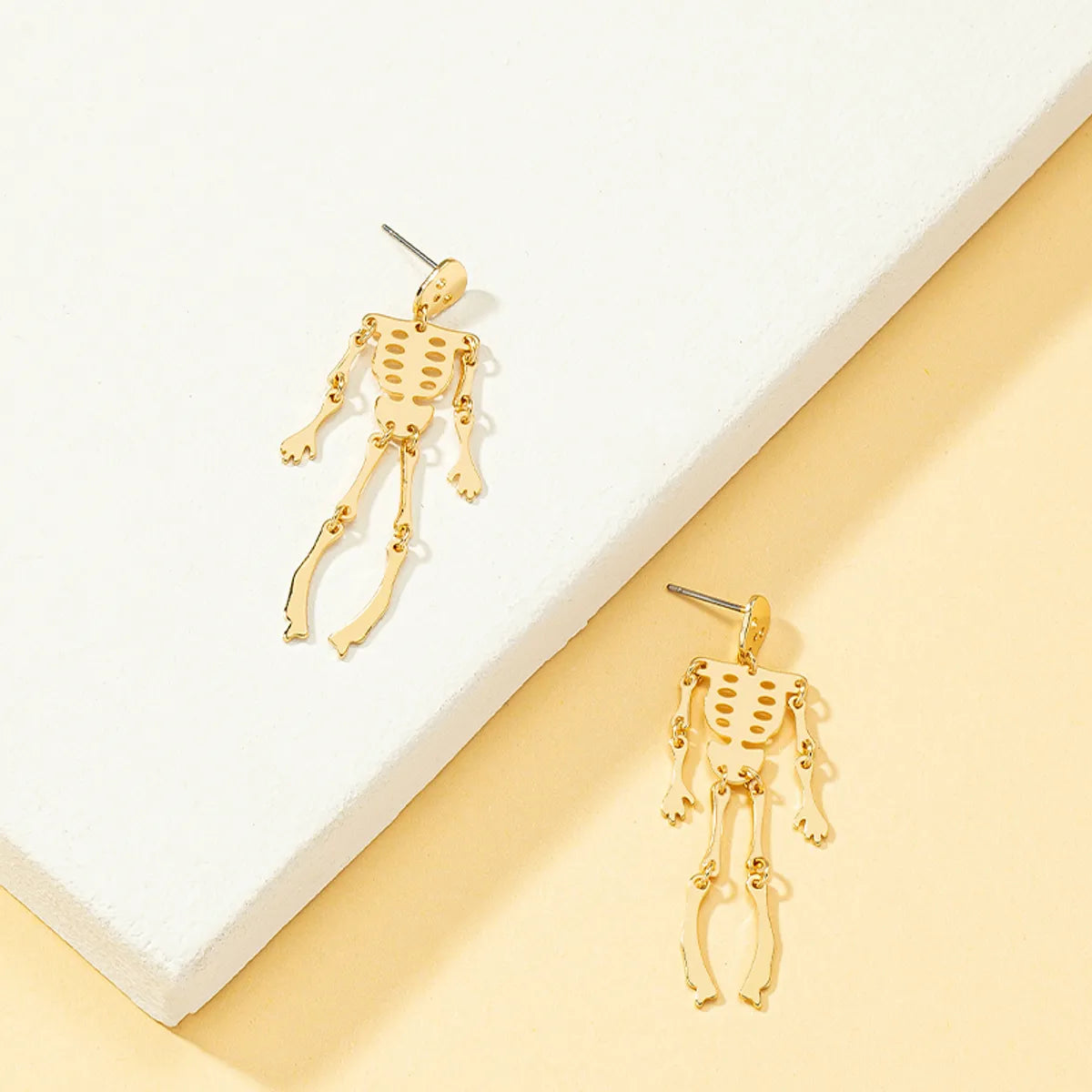 ladies earrings with onyx black -Wholesale Jewelry Retro Punk Solid Color Skull Alloy 14k Gold Plated Plating Drop Earrings