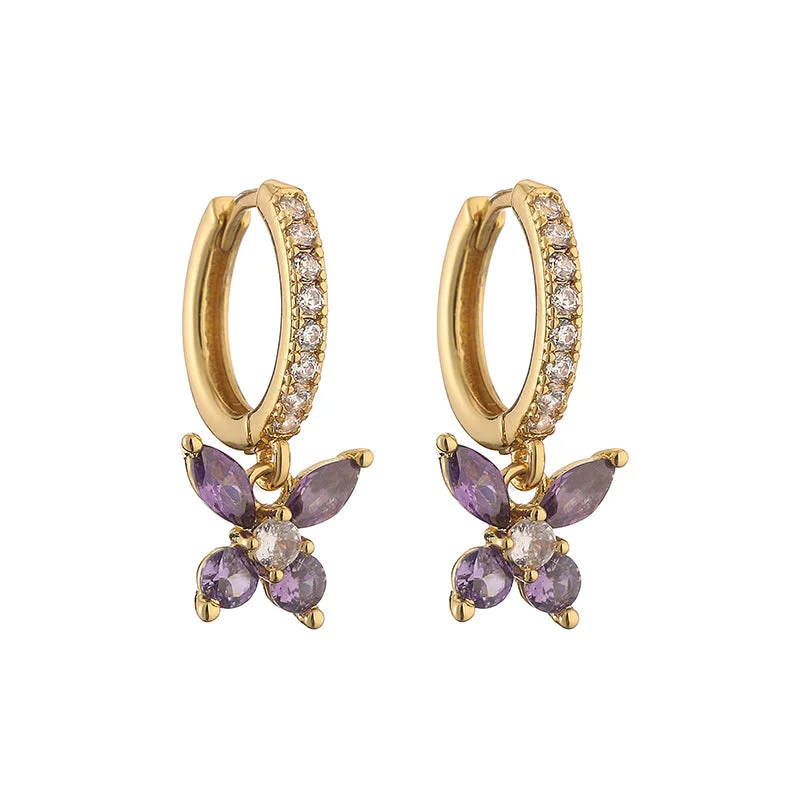 Gold Purple Diamond 1 Pair