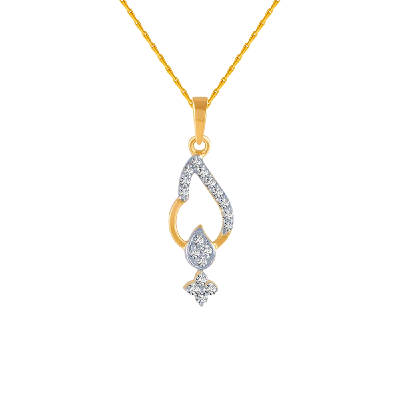 necklaces with blue topaz -18KT (750) Yellow Gold And Diamond Pendant For Women