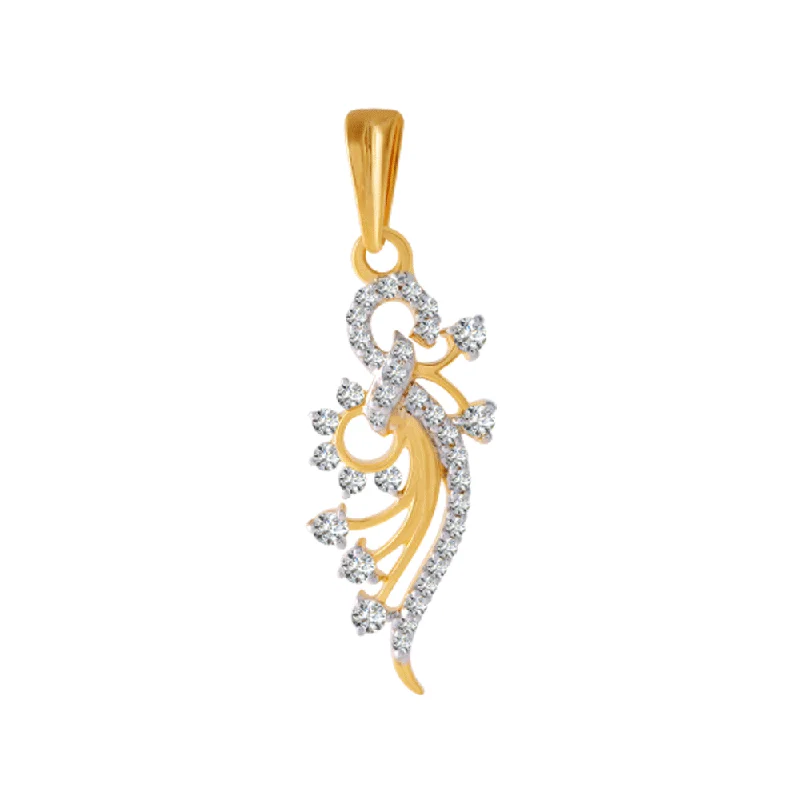 necklaces with initial pendant -18KT (750) Yellow Gold And Diamond Pendant For Women