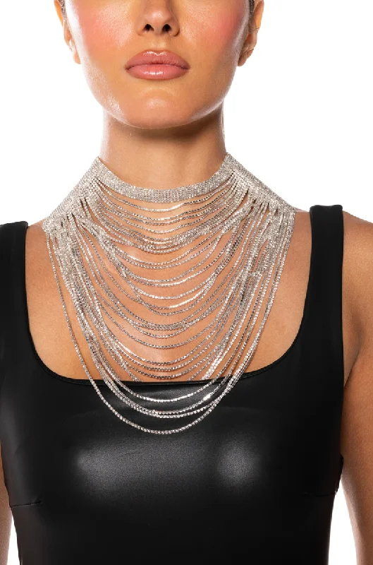 necklaces sleek modern design -DISCO ALL NIGHT RHINESTONE DRAPE NECKLACE