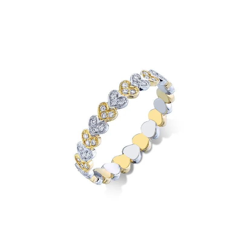 engagement rings budget friendly -Two Tone & Diamond Heart Eternity Ring