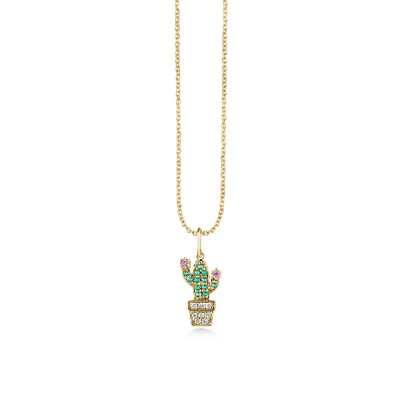 Gold & Diamond Small Potted Cactus Charm