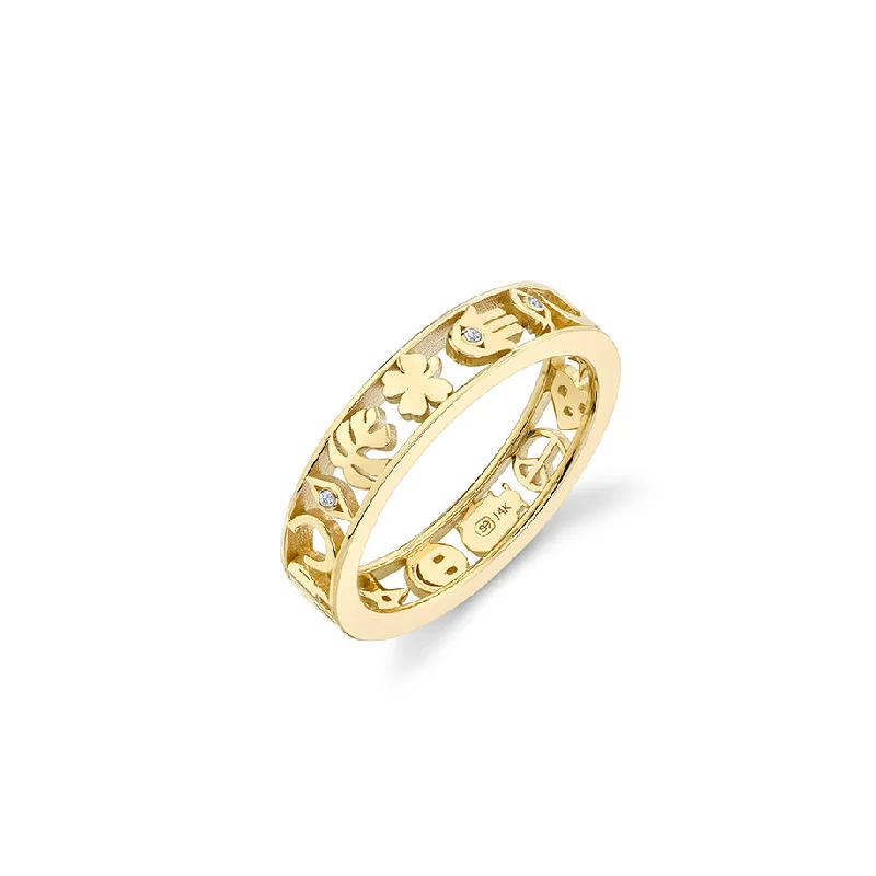 engagement rings for petite hands -Gold & Diamond Open Icon Ring