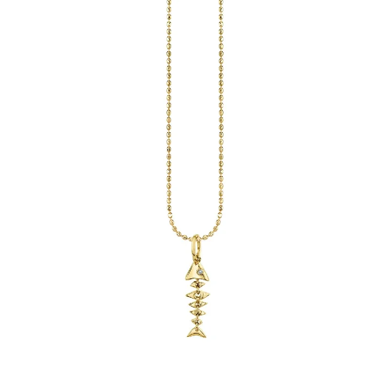 Gold & Diamond Small Fishbone Charm