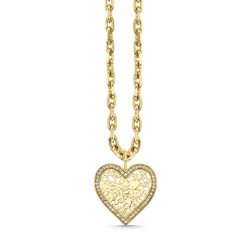 Gold & Diamond Large Wallpaper Heart Charm