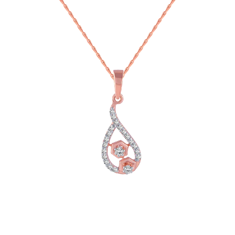 necklaces with amethyst purple -18KT (750) Rose Gold And Diamond Pendant For Women