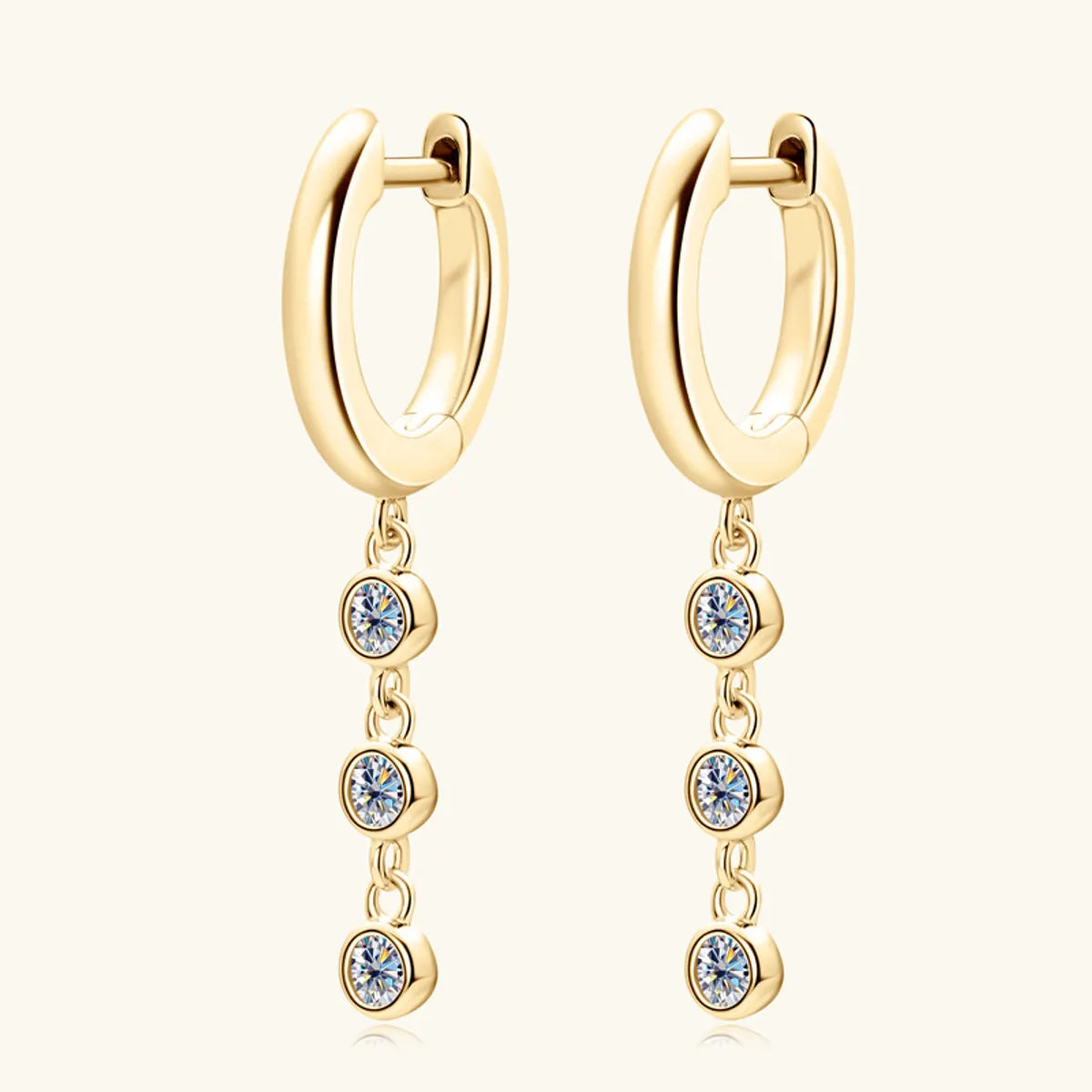 ladies earrings with gold plating -Simple Style Geometric Sterling Silver Gra Plating Inlay Moissanite Drop Earrings