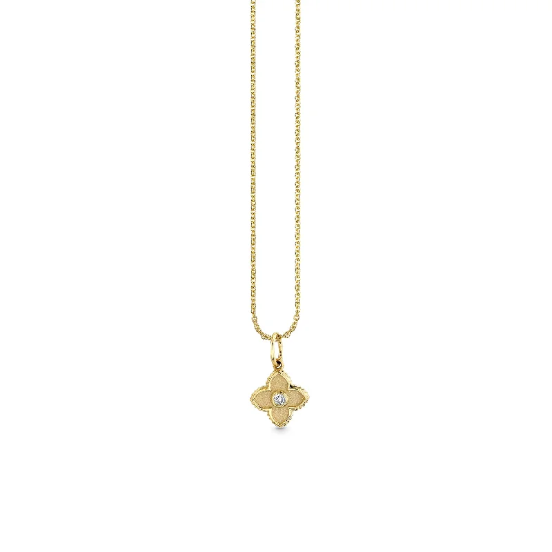 Gold & Diamond Mini Satin Moroccan Flower Charm