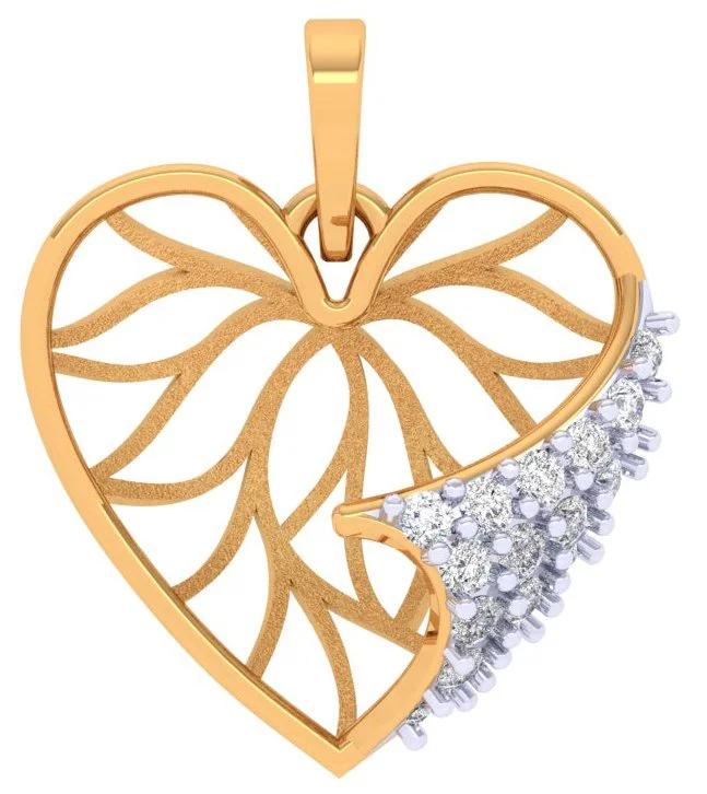 necklaces boho chic vibe -Winsome Heart Shaped Gold Diamond Pendant