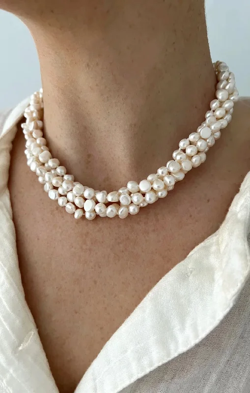 necklaces delicate thin chain -ALV Jewels Multi Pearl Necklace ~ Pearl