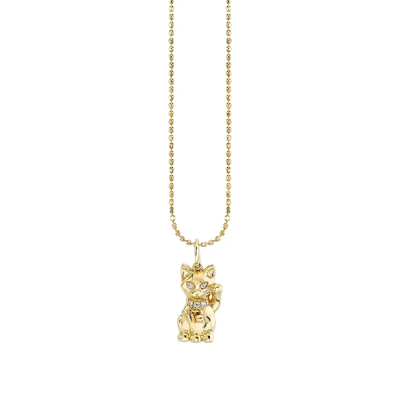 Gold & Diamond Lucky Cat Charm