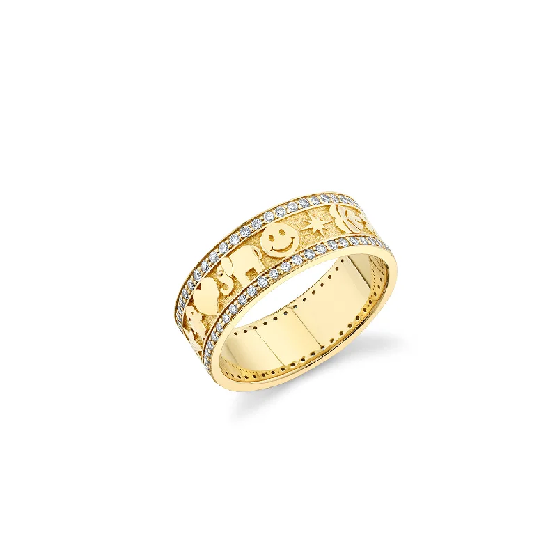 engagement rings infinity symbol -Gold & Diamond Icon Ring Band