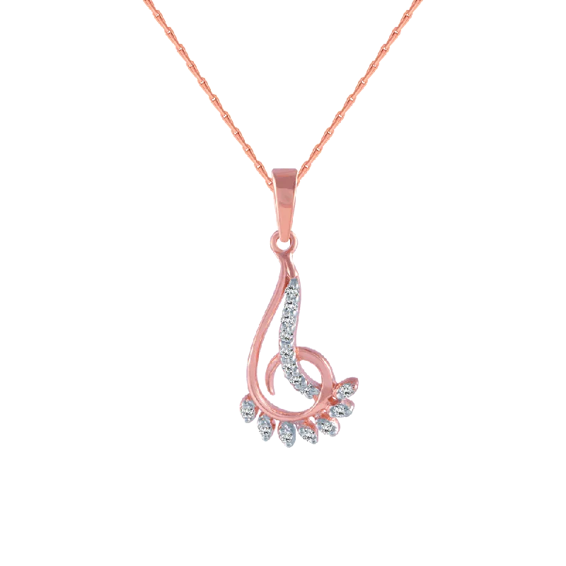 necklaces for party glamour -18KT (750) Rose Gold And Diamond Pendant For Women