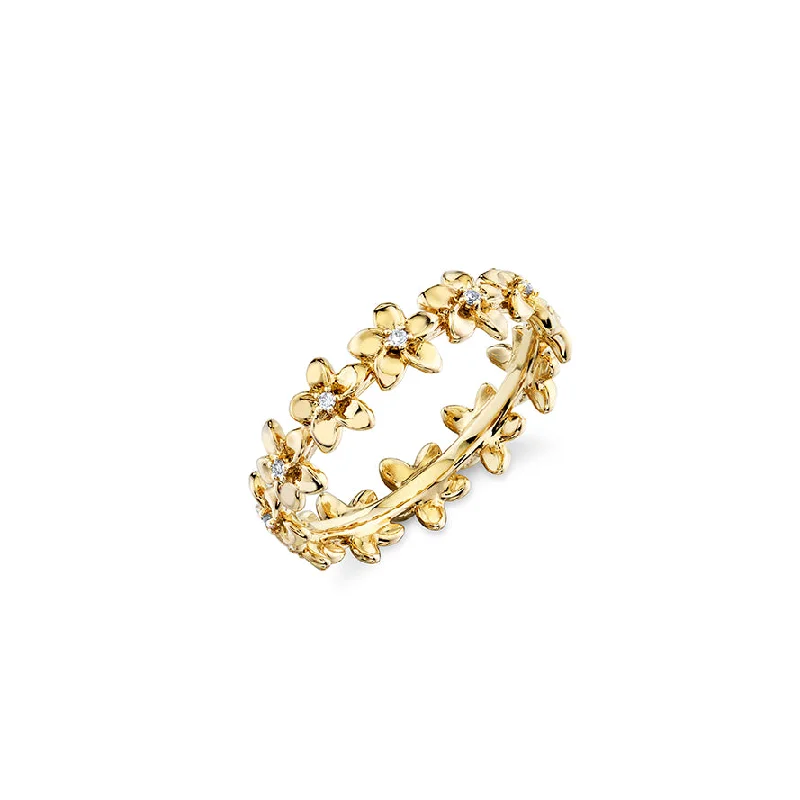 engagement rings under 500 dollars -Gold & Diamond Tiny Plumeria Eternity Ring