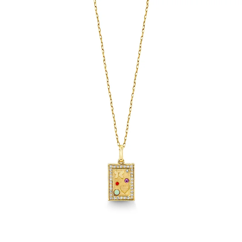 Gold & Diamond Iconography Rectangle Charm