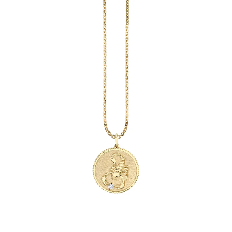 Gold & Diamond Large Scorpio Zodiac Medallion