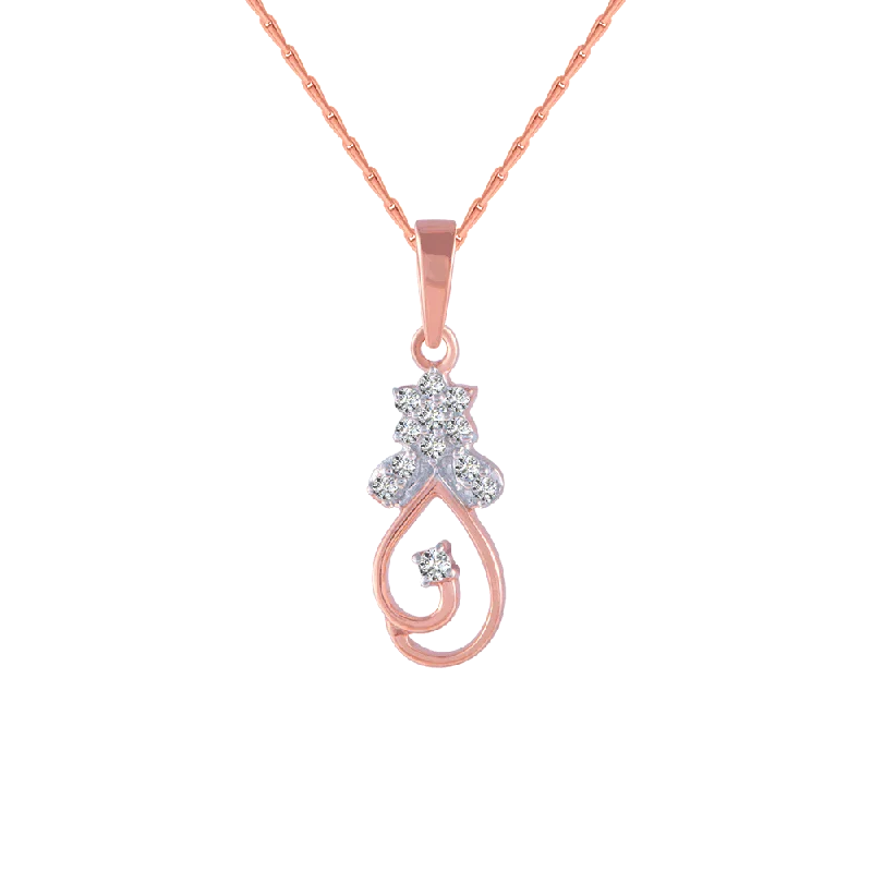 necklaces chic modern style -18KT (750) Rose Gold And Diamond Pendant For Women