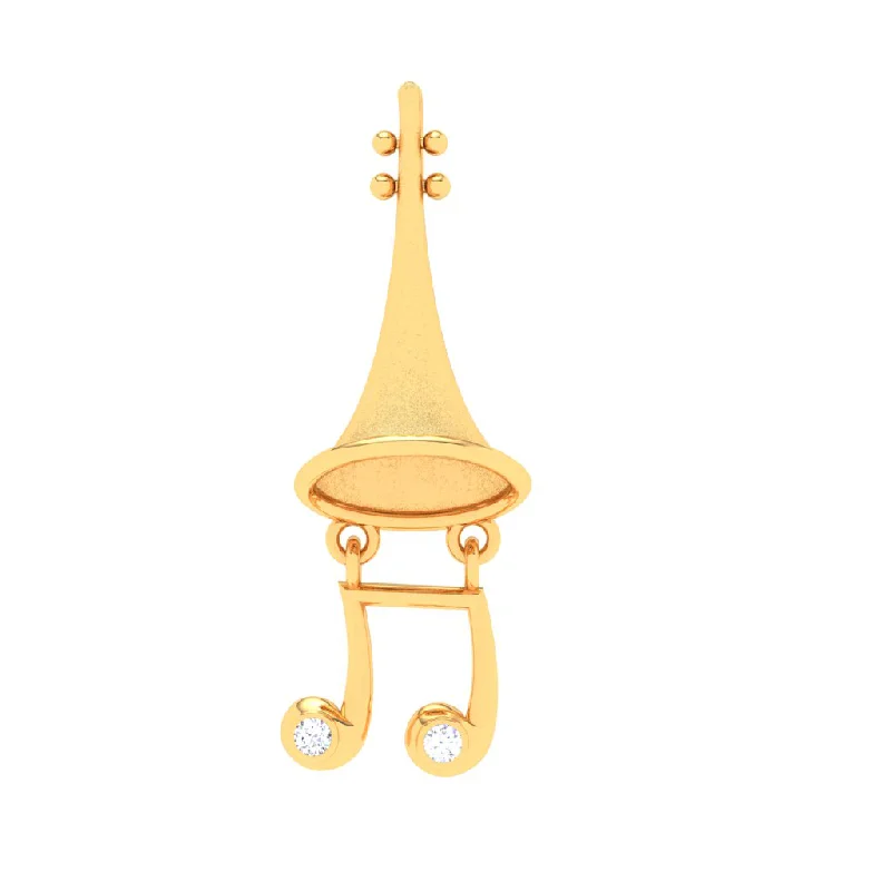 necklaces with black diamond -18KT Musical Note Trumpet Gold Pendant From Diamond Collection