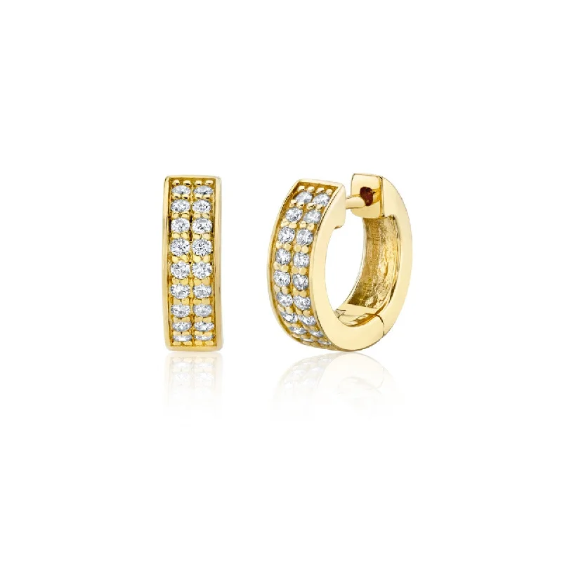 Gold & Diamond Two Row Huggie Hoops