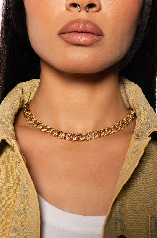 necklaces with floral charm -BLING CUBAN CHAIN IN GOLD