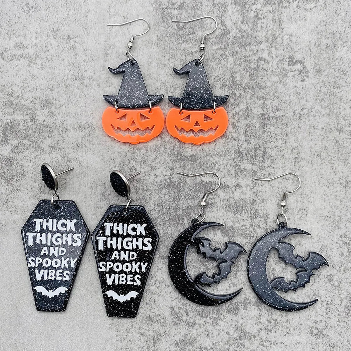 ladies earrings tiny stud charm -Wholesale Jewelry Cartoon Style Pumpkin Letter Arylic Drop Earrings