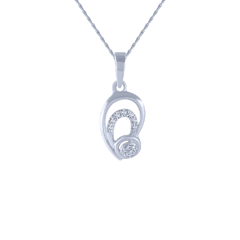 necklaces with shell design -18KT (750) White Gold And Diamond Pendant For Women