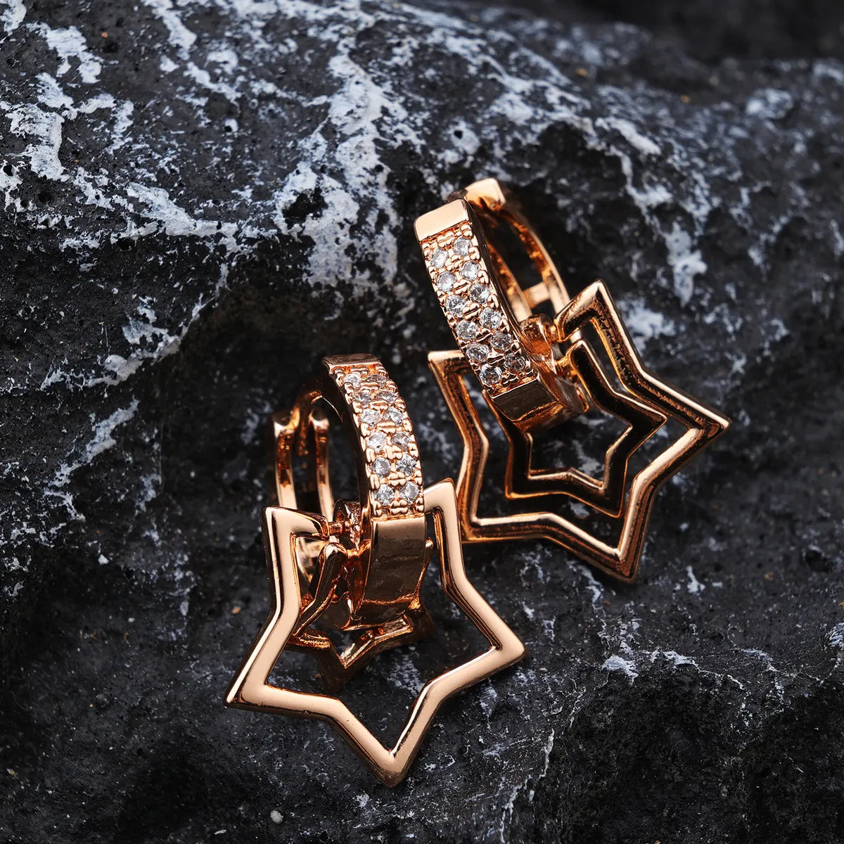 ladies earrings tiny stud charm -1 Pair Vintage Style Bell Plating Inlay Copper Zircon 24k Gold Plated Rose Gold Plated Ear Studs