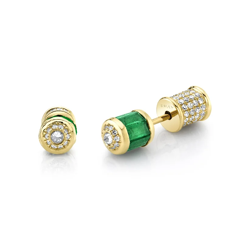 READY TO SHIP EMERALD & DIAMOND BULLET STUDS