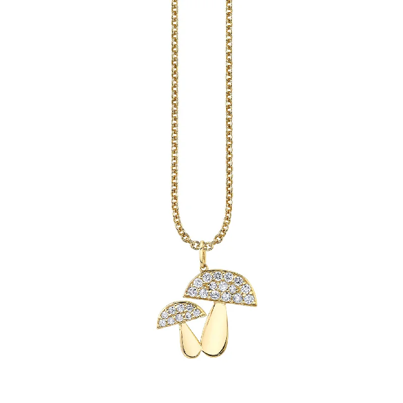 Gold & Diamond Large Mushroom Charm