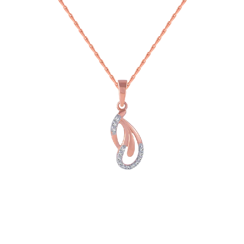 necklaces with feather pendant -18KT (750) Rose Gold And Diamond Pendant For Women