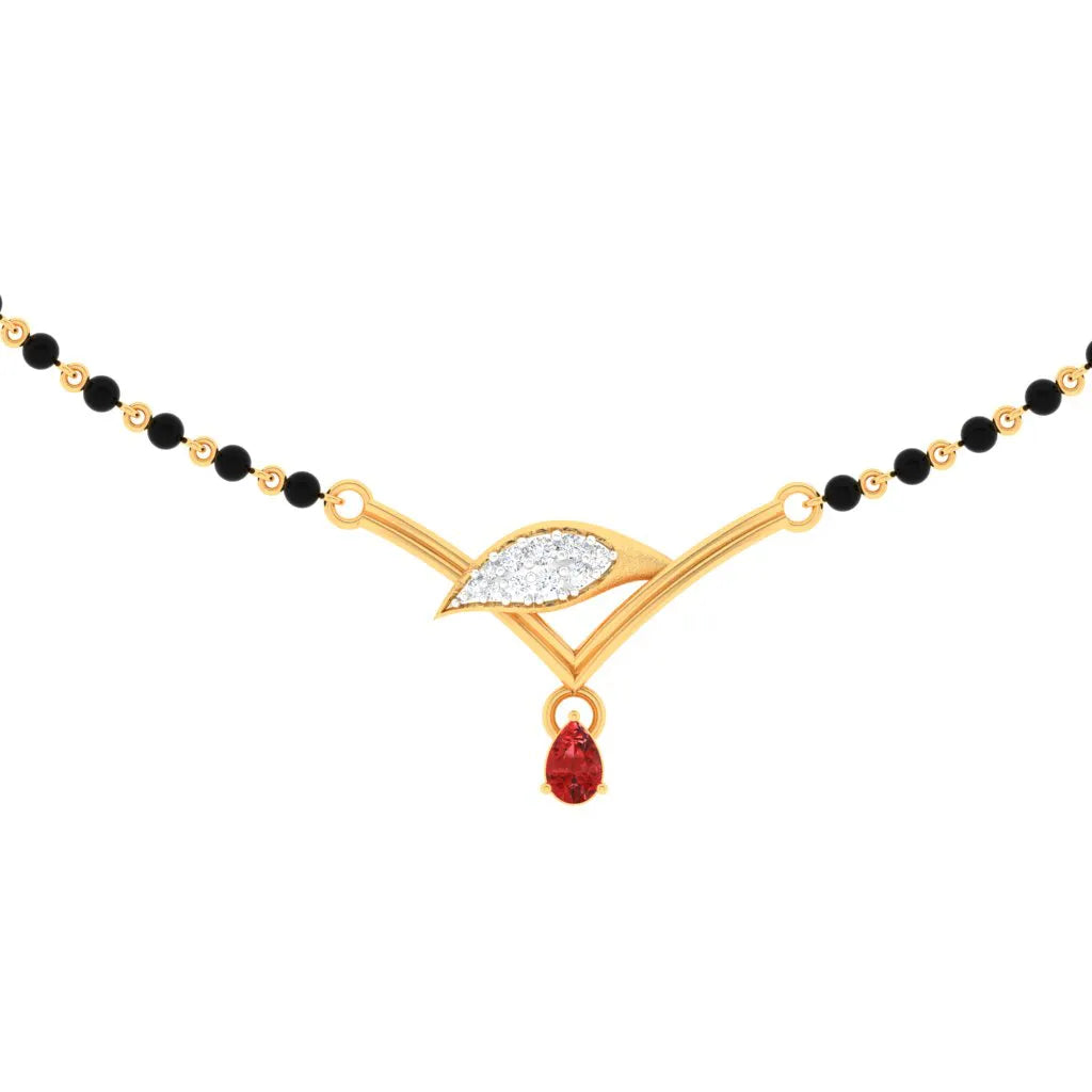 necklaces with pink sapphire -18k Exquisite Gold Mangalsutra With Diamonds From Pc Chandra