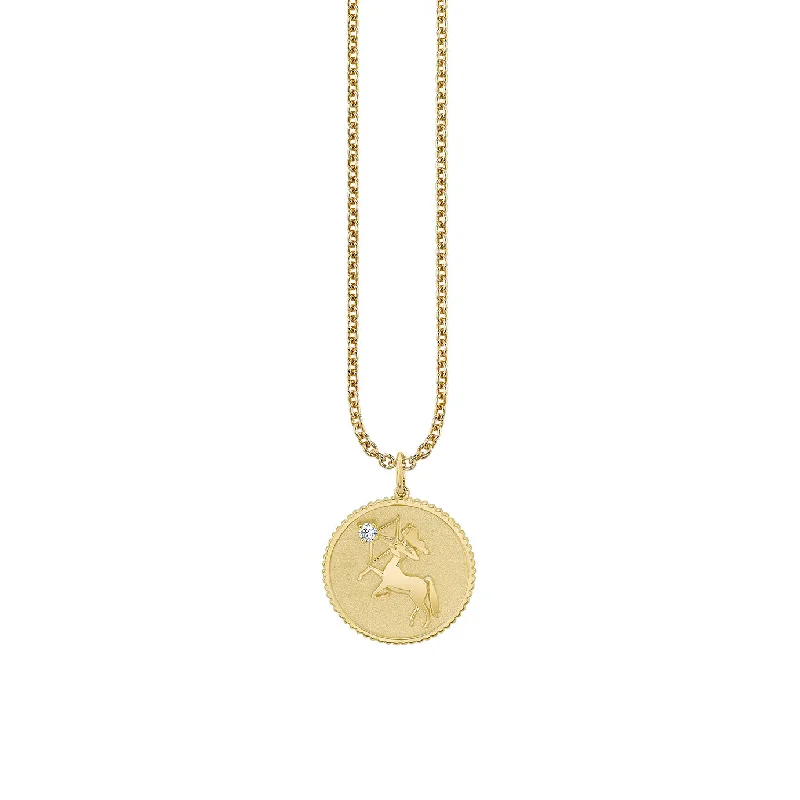 Gold & Diamond Large Sagittarius Zodiac Medallion