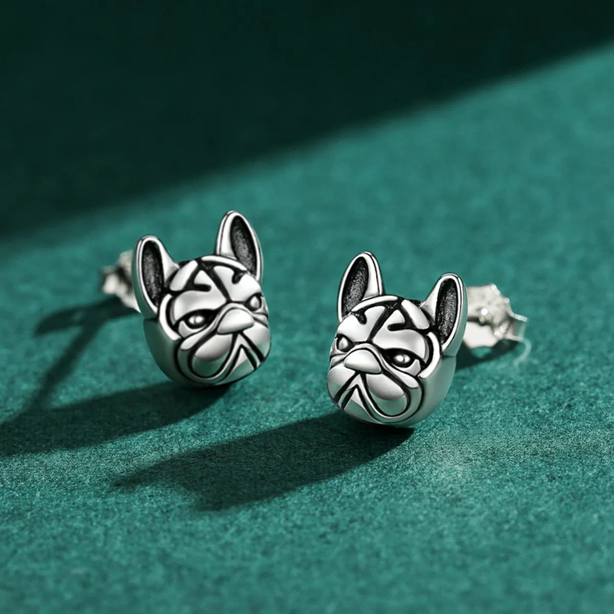 ladies earrings luxury brand appeal -1 Pair Vintage Style Bulldog Sterling Silver Plating Ear Studs