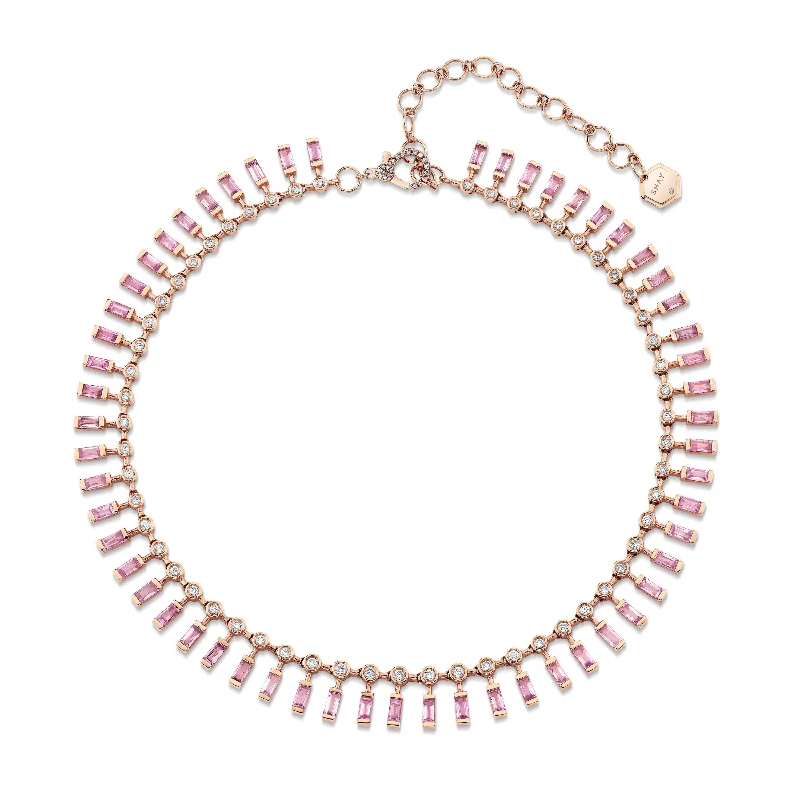 READY TO SHIP DOT-DASH PINK SAPPHIRE & DIAMOND CHOKER