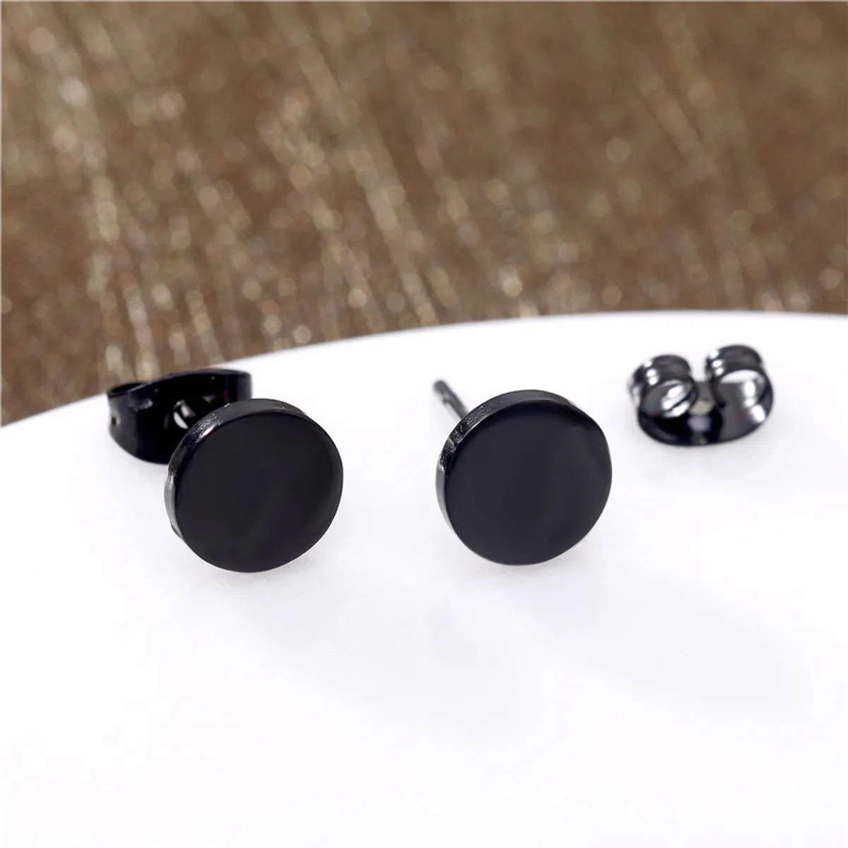 ladies earrings for holiday gift -1 Piece Simple Style Geometric Round Plating Stainless Steel Ear Studs