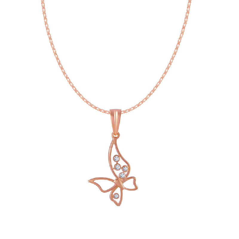 necklaces with yellow citrine -18KT (750) Rose Gold And Diamond Pendant For Women