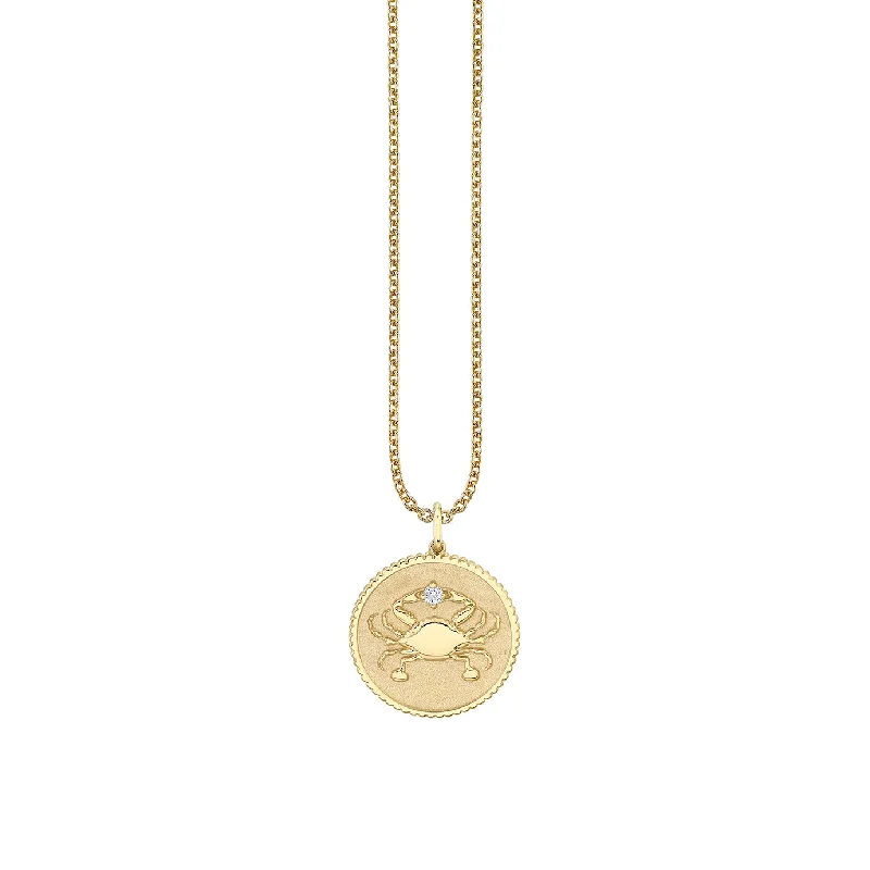 Gold & Diamond Large Cancer Zodiac Medallion