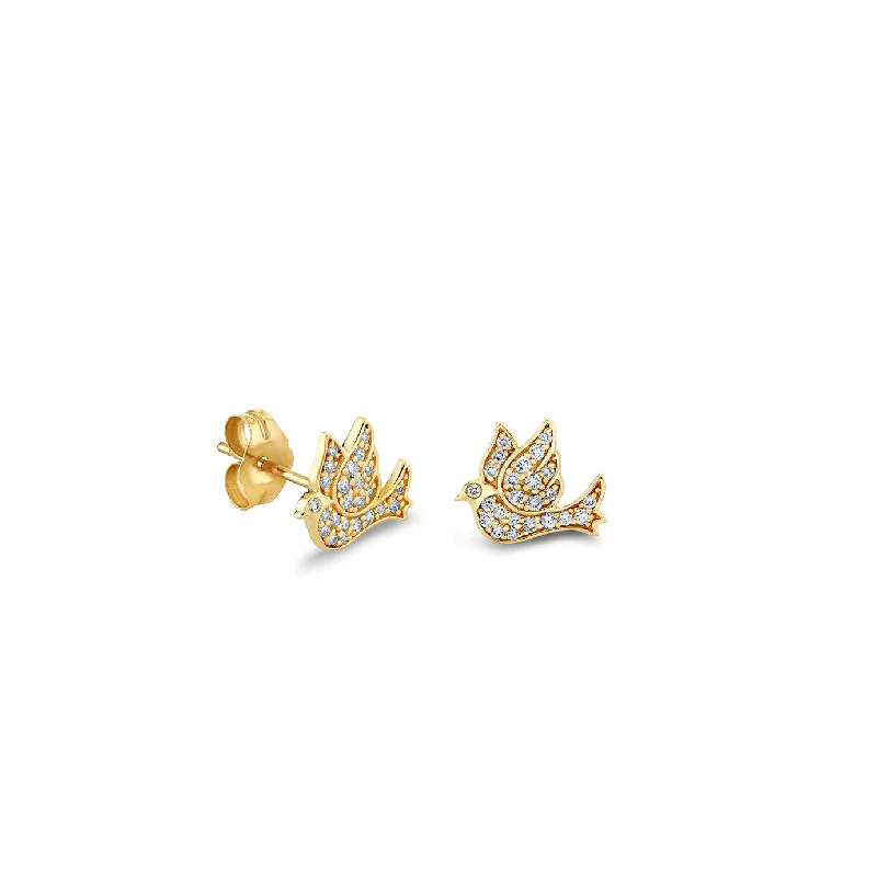 Gold & Diamond Pave Dove Stud