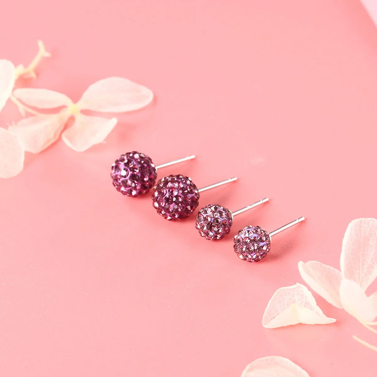 6mm Taro Purple Crystal Ball Ear Studs