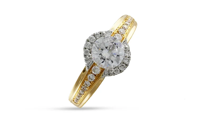 engagement rings with onyx black -14K Yellow Gold Channel Set Diamond Semi Mount Shank with Diamond Halo