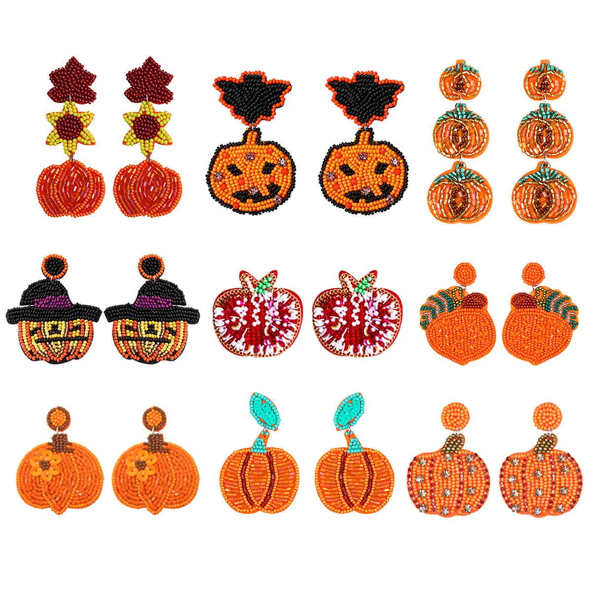 ladies earrings white gold shine -1 Pair Cute Funny Pumpkin Color Block Plastic Drop Earrings