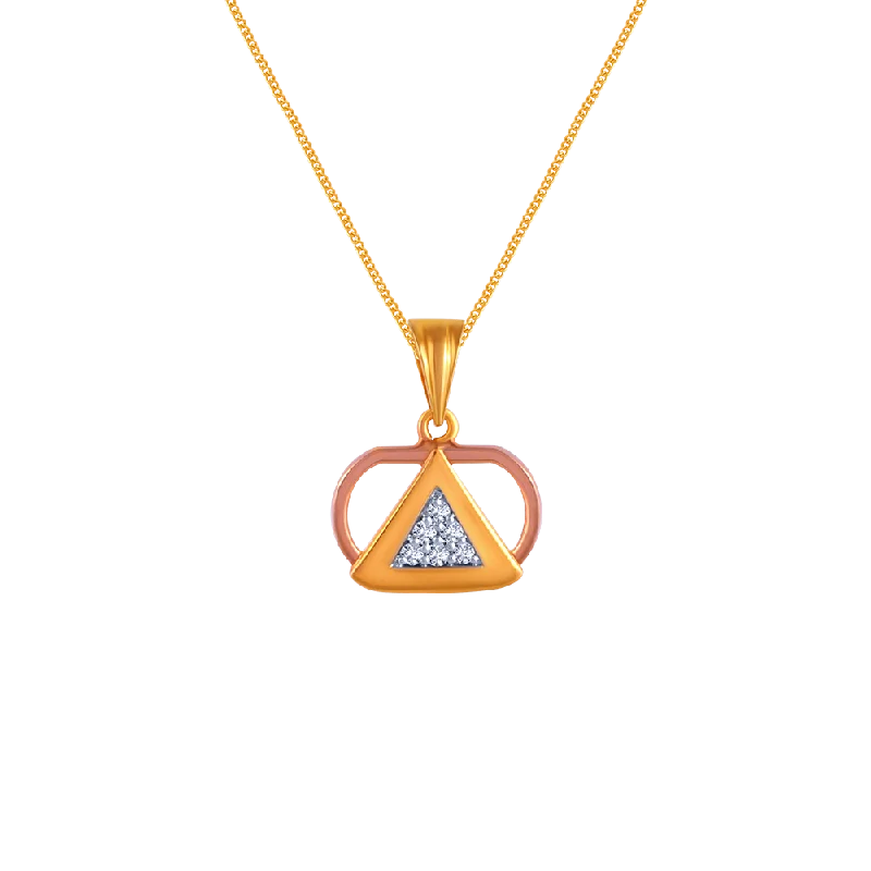 necklaces for prom night -Dual Tone Triangle Diamond Pendant