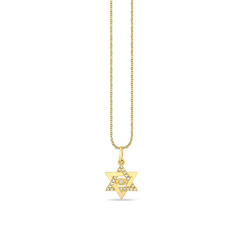 Gold & Diamond Star Of David Marquise Eye Charm