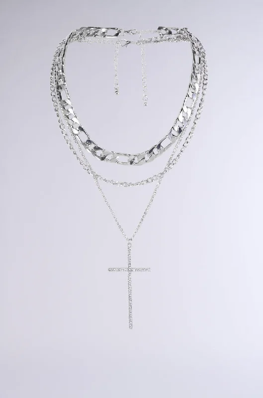 necklaces with sapphire blue -CROSS ME NECKLACE IN SILVER