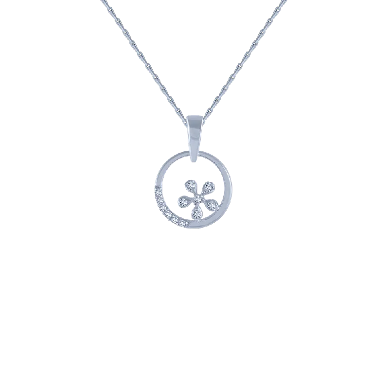 necklaces romantic delicate look -18KT (750) White Gold And Diamond Pendant For Women